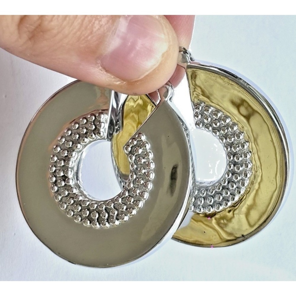 Arthur Court Aluminum Hoop Earrings 1.45 In Disk‎ Dotted Discontinued Jewelry